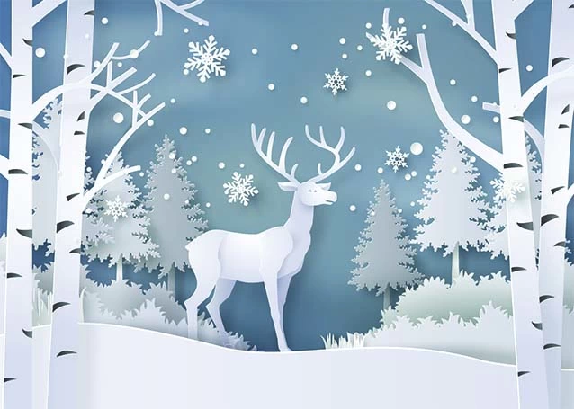 创意剪纸风圣诞节圣诞树圣诞老人麋鹿雪花3D立体海报PSD/AI素材模板【011】